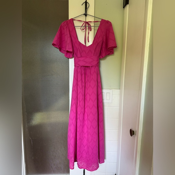 Seophine Fuchsia Pink Cotton Broderie Maternity and Nursing Dress - Picture 1 of 6